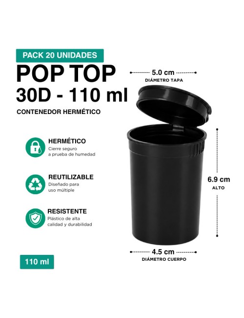 Contenedor, Pop top 30D 110ml - Pack 20 unidades