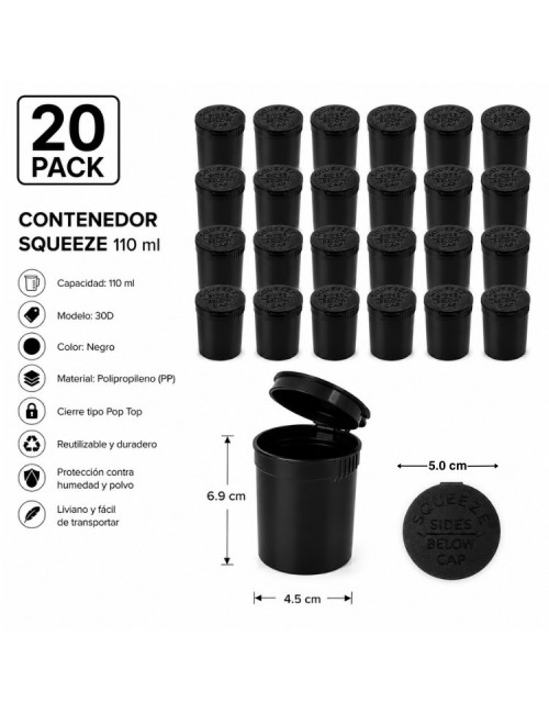 Contenedor, Pop top 30D 110ml - Pack 20 unidades