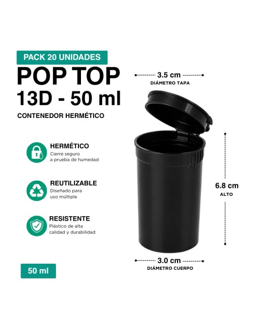 Contenedor Hermético plástico Pop Top - 13D - 50 ml - Pack 20 unidades