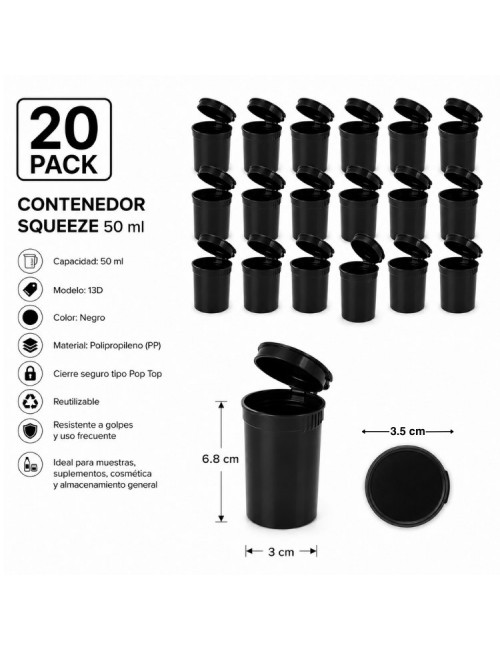 Contenedor Hermético plástico Pop Top - 13D - 50 ml - Pack 20 unidades