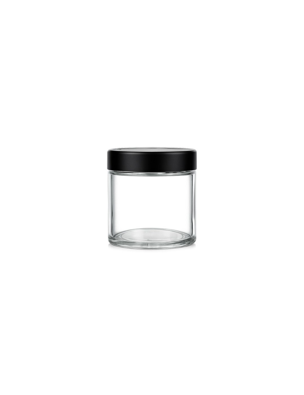 Frasco de Vidrio 90 ml Child Proof Transparente Tapa Negra - Pack 20 Unidades