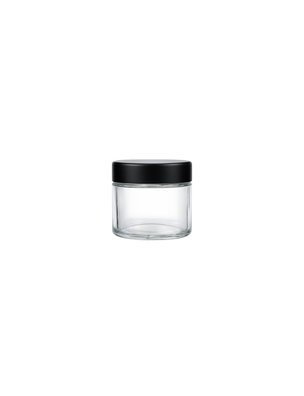 Frasco de Vidrio 60 ml Child Proof Transparente Tapa Negra - Pack 20 Unidades