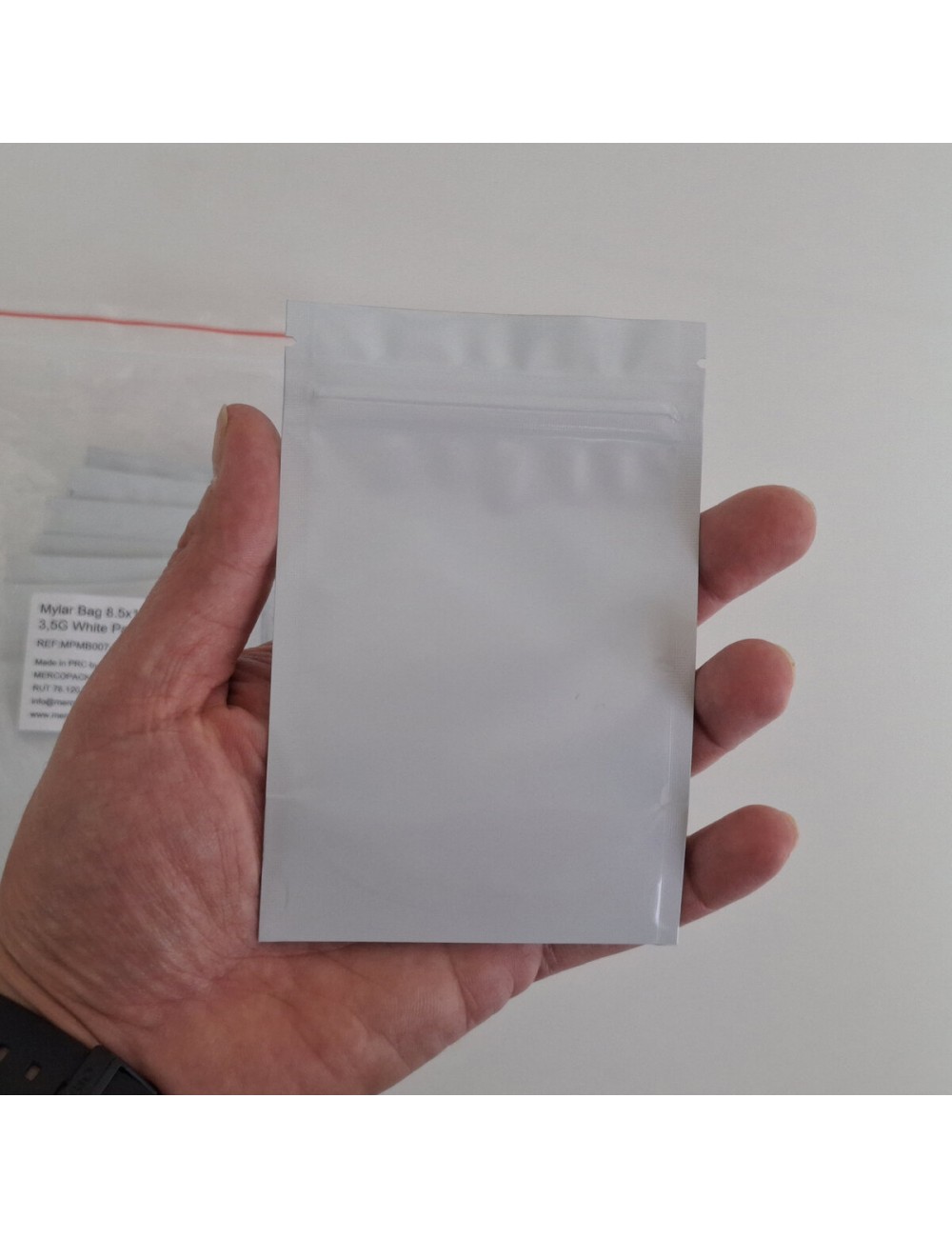 Bolsa Mylar Blanca S | 8,5×12,5 cm | Pack 50 Unidades