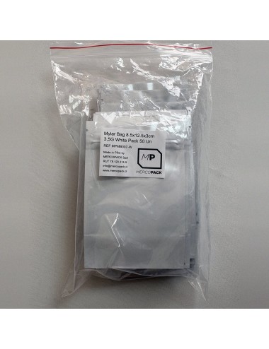 Bolsa Mylar Blanca S | 8,5×12,5 cm | Pack 50 Unidades