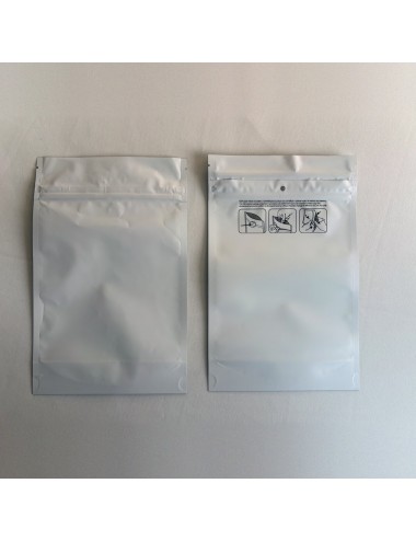Bolsa Mylar Blanca XL | 23,5×15 cm | Child-Proof | Pack 50 Unidades