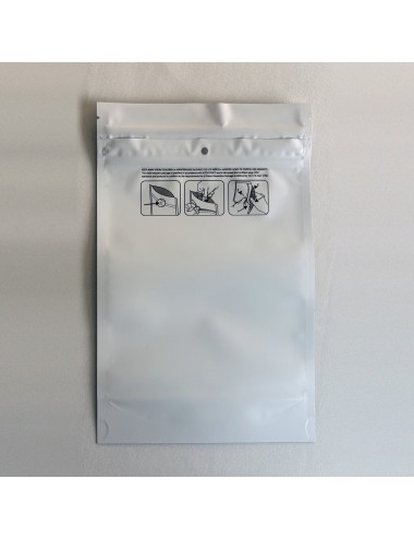 Bolsa Mylar Blanca XL | 23,5×15 cm | Child-Proof | Pack 50 Unidades
