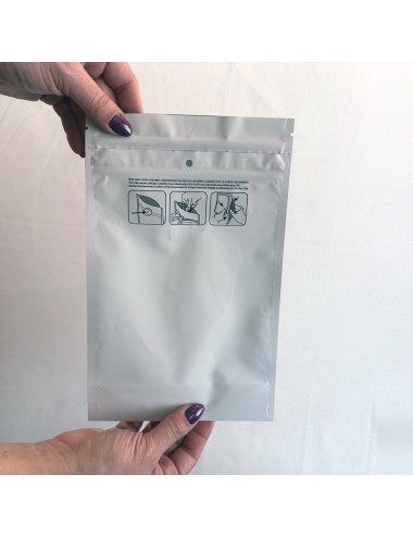 Bolsa Mylar Blanca XL | 23,5×15 cm | Child-Proof | Pack 50 Unidades