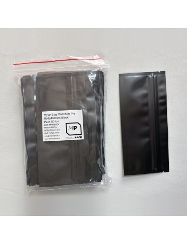 Bolsa Mylar grafito | 15x6.8 cm | Formato alargado
