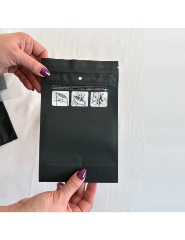 Bolsa Mylar Negra L | 12,5×20,5 cm | Child-Proof | Pack 50 Unidades