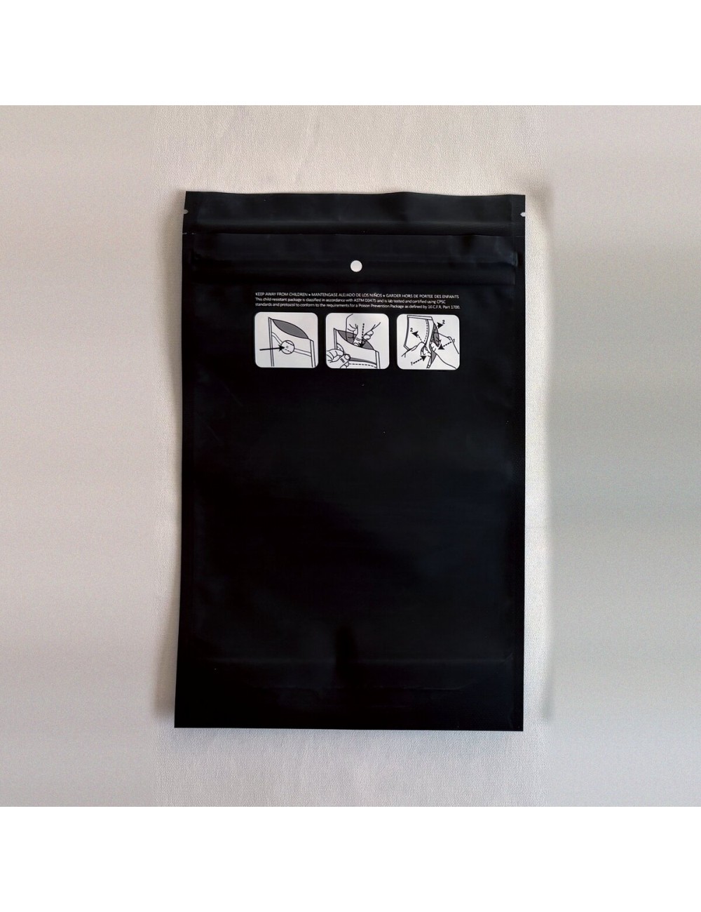 Bolsa Mylar Negra XL | 15×23,5 cm | Child-Proof | Pack 50 Unidades