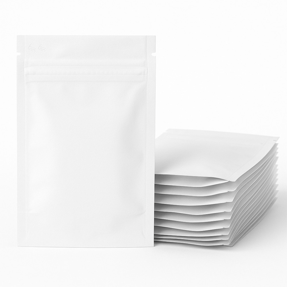 Bolsa Mylar Blanca 3,5G | Child-Proof | Pack 50 Unidades